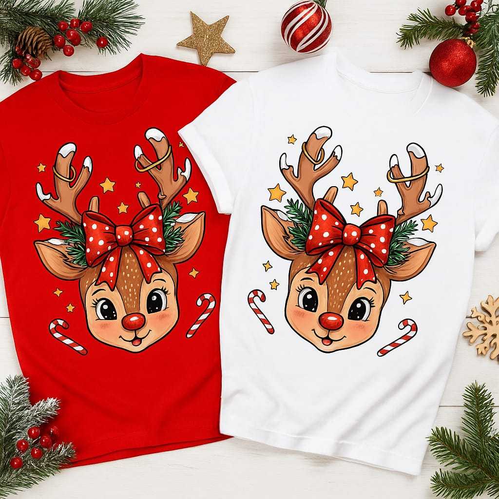 Kaos Oblong Natal NT19 Baju Natal Anak Dan Dewasa Couple Sekeluarga Baju Christmas Warna Putih Merah