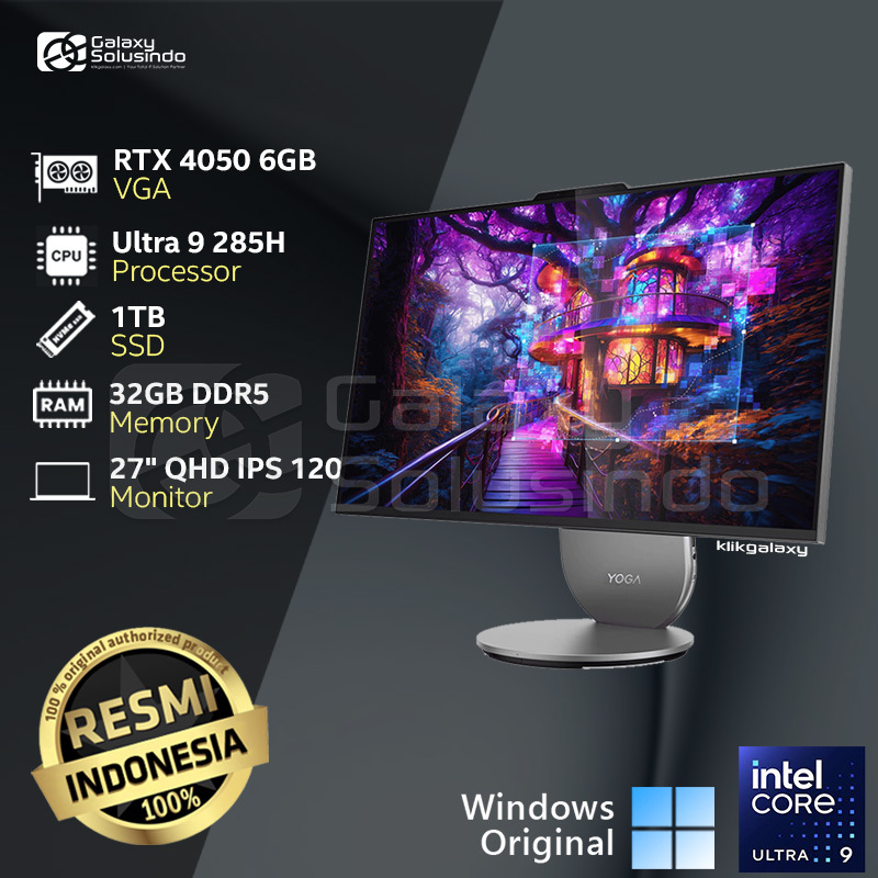 AIO LENOVO Yoga 27IAH10-2QID - GeForce RTX 4050 Intel Ultra 9 285H 1TB SSD 32GB RAM 27 Inch  - Luna 