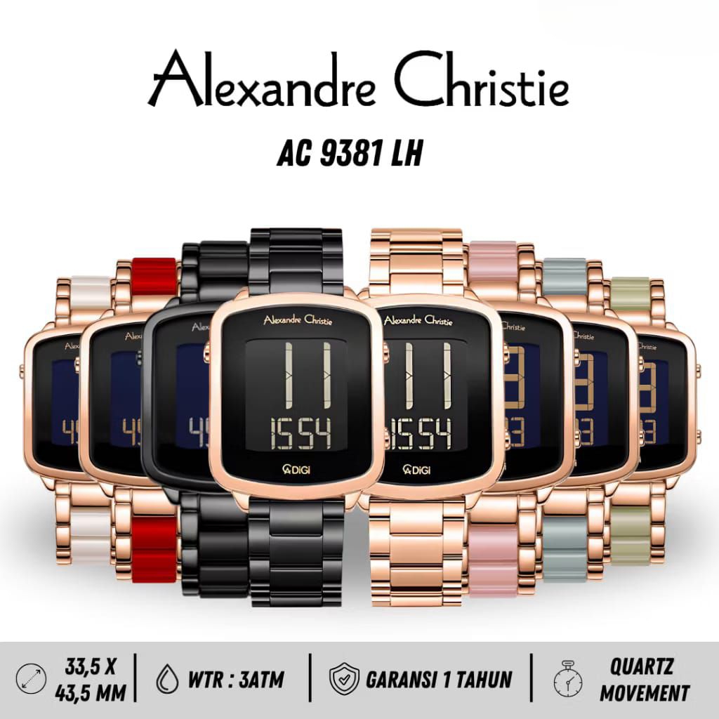 Jam Tangan Wanita Alexandre Christie AC 9381 AC9381 Digital Original