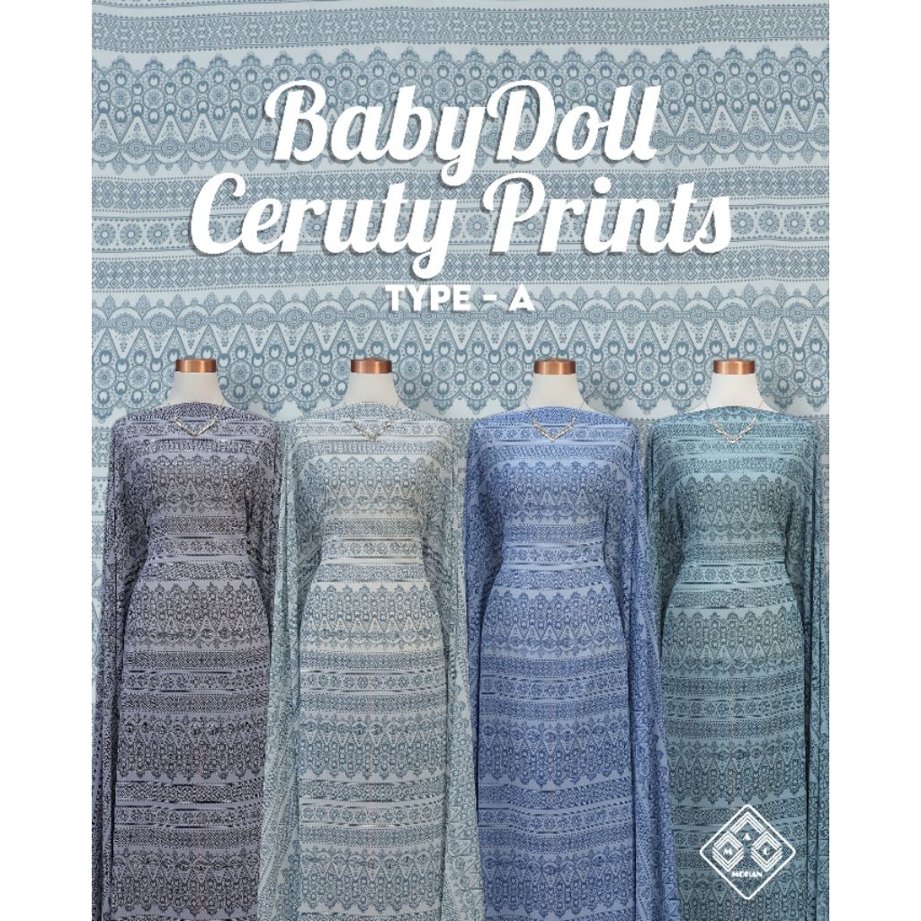 (NEWEST ARRIVAL) Ceruty R-Mani Prints BabyDol Printing Kain Sifon Ceruty BabyDoll Printing Per 0.5m 