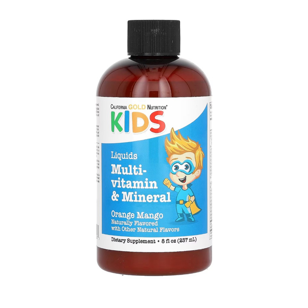 CALIFORNIA GOLD NUTRITION KIDS LIQUIDS MULTIVITAMIN DAN MINERAL UNTUK ANAK RASA ORANGE MANGO 237 ML