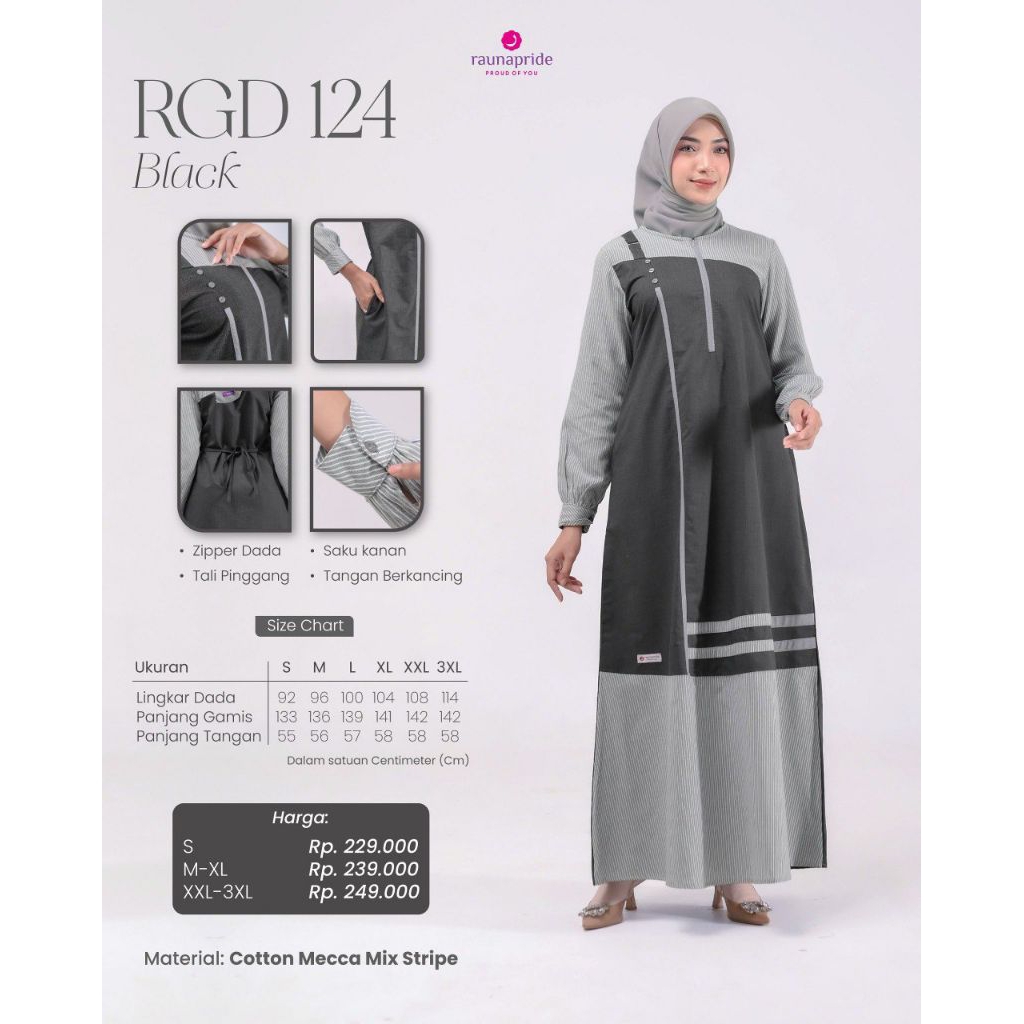 GAMIS RGD 124 BY RAUNA/GAMIS DEWASA/GAMIS DAILY/GAMIS REMAJA/GAMIS SIMPLE/GAMIS POLOS