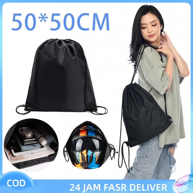 50cm Tas Serut String Bag Gymsack Tahan Air Tas Serut Olahraga Serbaguna Kapasitas Besar Tas Futsal 