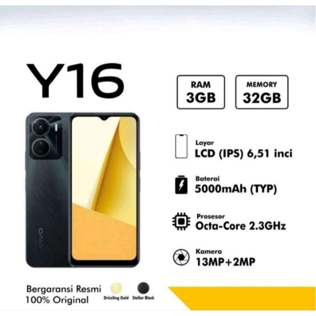 HP VIVO Y16 3/32 GB - VIVO Y 16 RAM 3GB ROM 32GB GARANSI RESMI VIVO