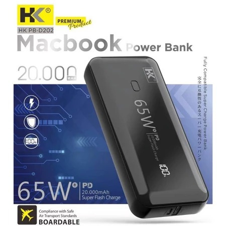 Power Bank HK D202 20.000 Mah PD 65W + Kabel Data C to C