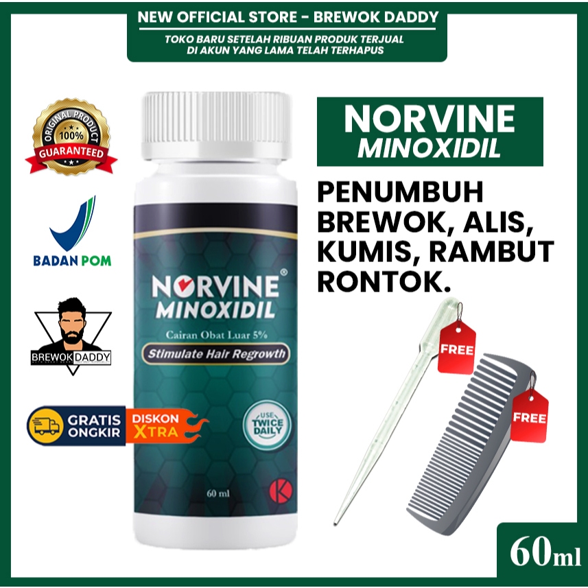 BINGMI X Norvine Minoxidil 5% - Serum Penumbuh Rambut, Alis, Jambang | BPOM ORIGINAL