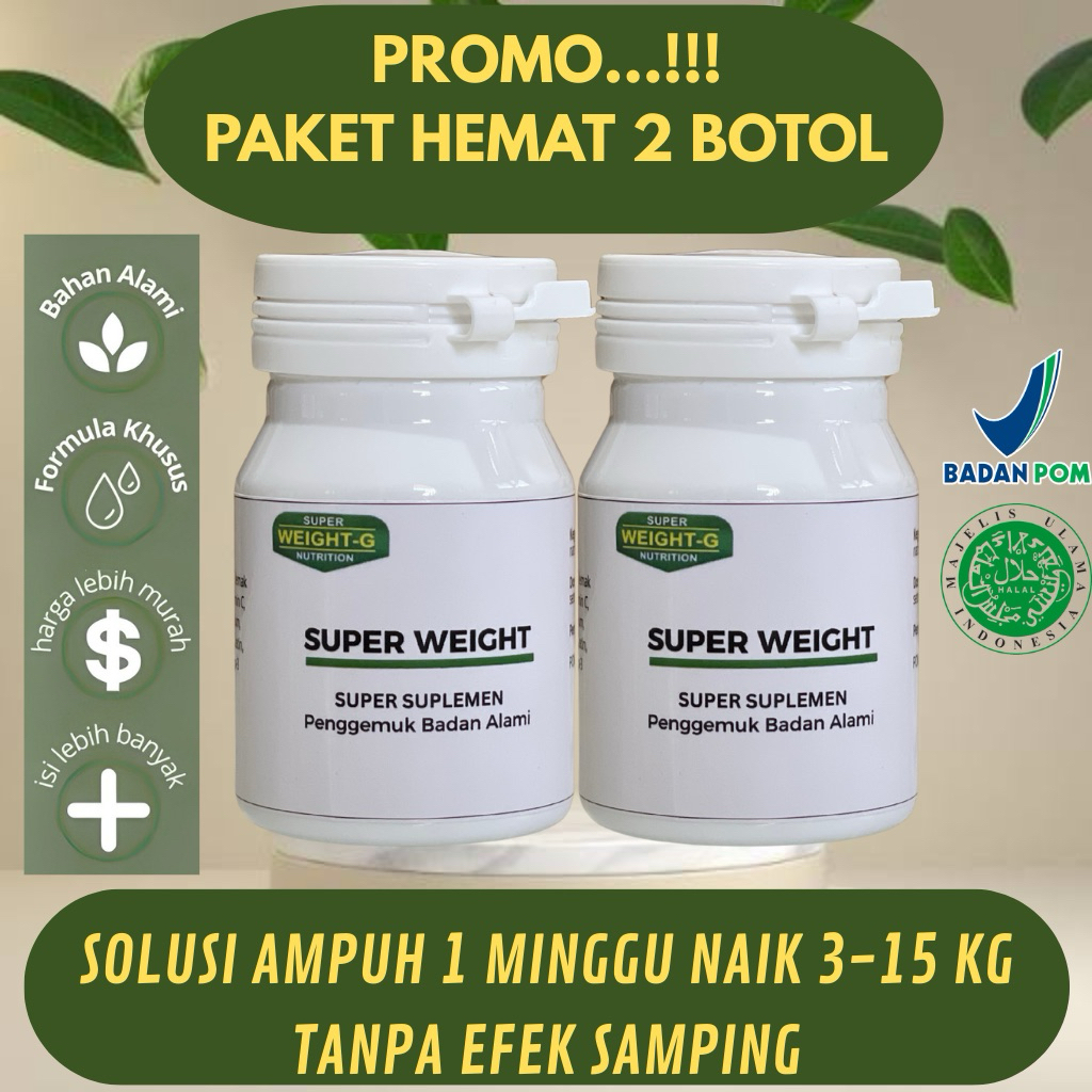 [PROMO PAKET 2 BOTOL] SUPER WEIGHT GAIN Kapsul Susu Penggemuk Badan TERBUKTI AMPUH NAIK 5-10 KG BPOM