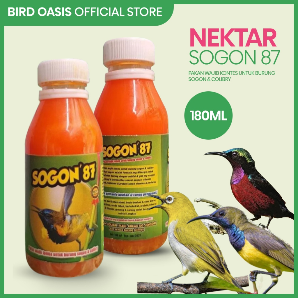 [TERMURAH] Nektar Sogon 87 180ml Pakan Vitamin Nektar Harian dan Lomba Burung Sogon Kolibri Pleci