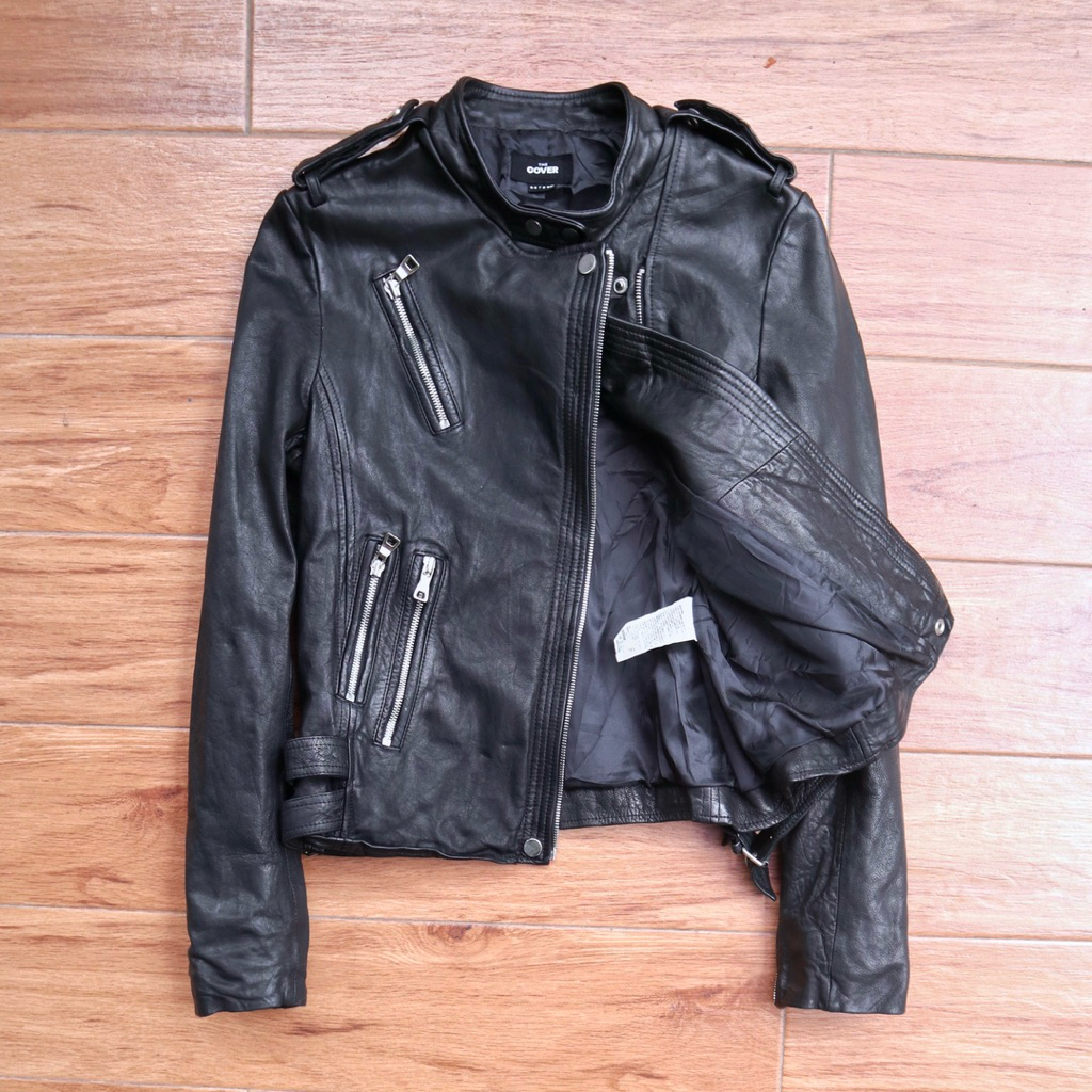 THE COVER kulit domba M Jaket kulit asli biker cewek jaket motor wanita crop genuine leather cropped