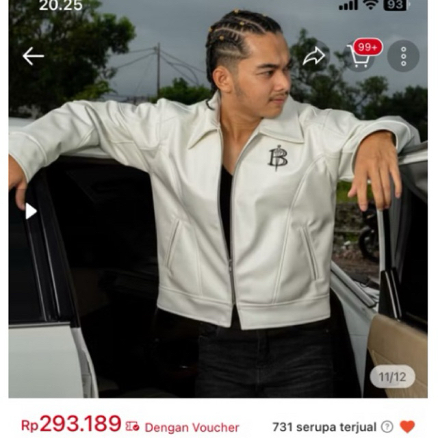 JAKET SECOND BOZRVK - LEATHER JAKET - JAKET KULIT PRIA BOXY CUT LEAD WELL WHITE BONE