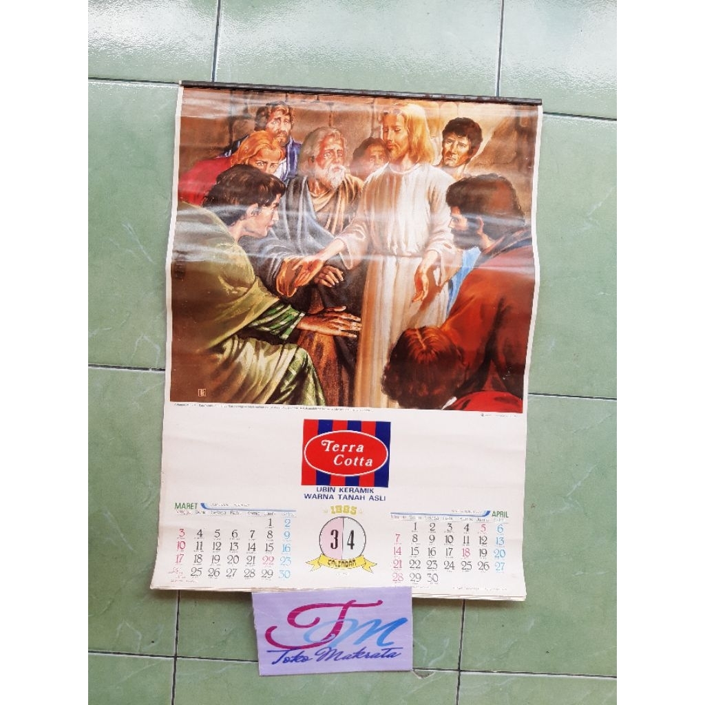 kalender tanggalan agama kristen tahun 1985 jadul lawas lama langka