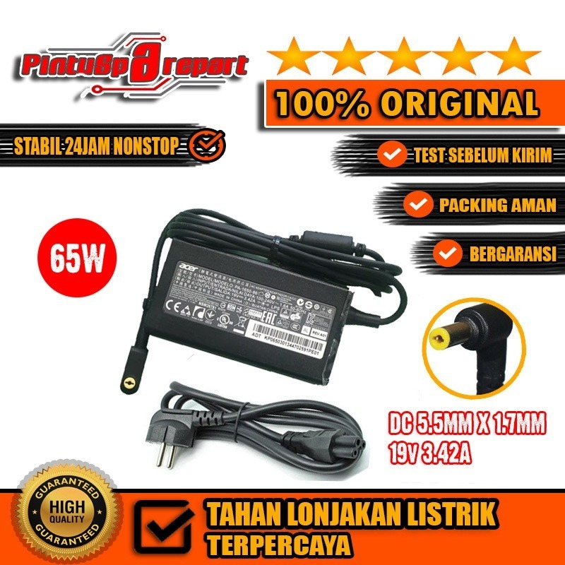 (GENUINE EMBOS 19V 3.42A 65W 5517) ORI NEW PARTS CHARGER ACER TRAVELMATE P449 N16P7 TMP449-G3-M-53ZX