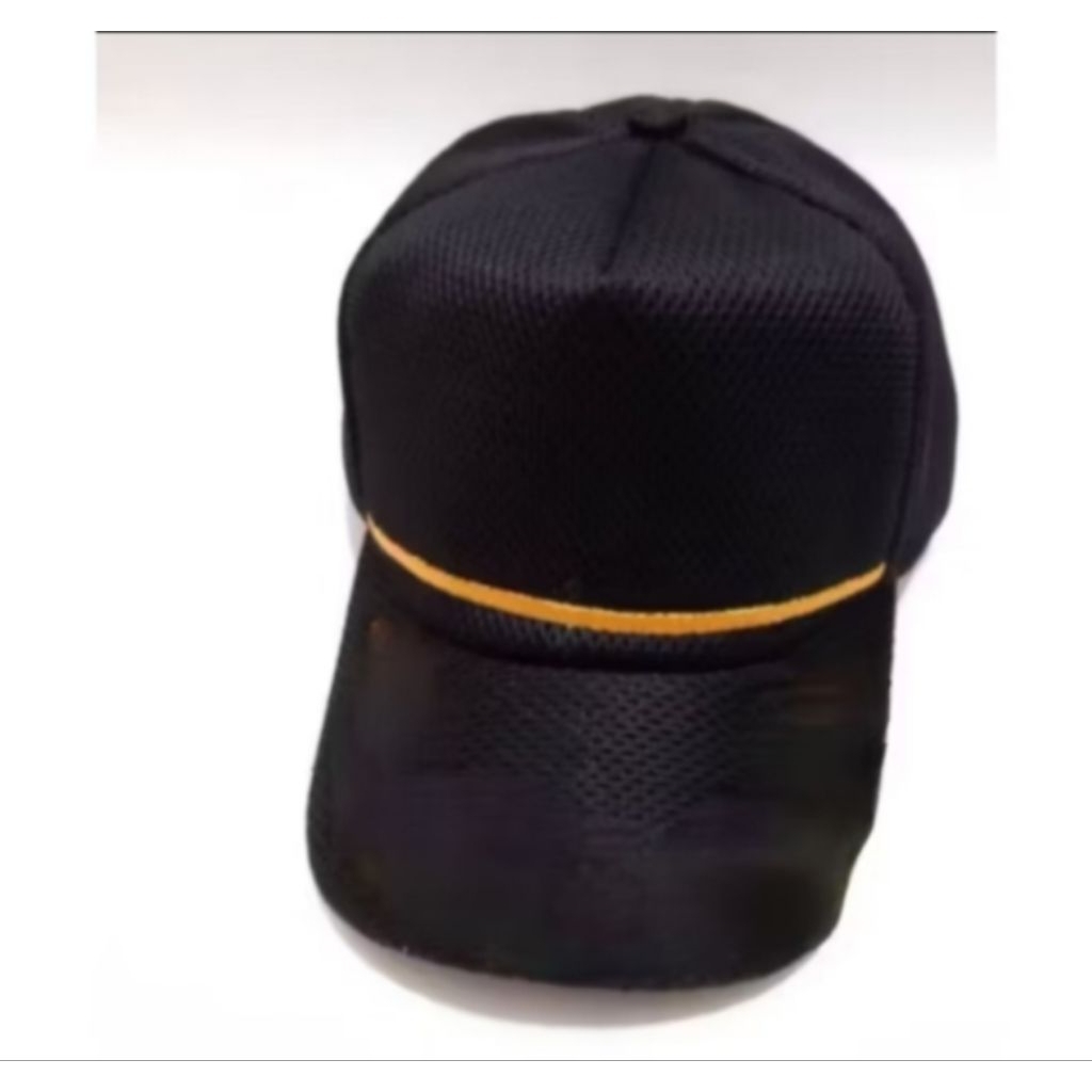 TOPI POLOS HITAM LIS KUNING