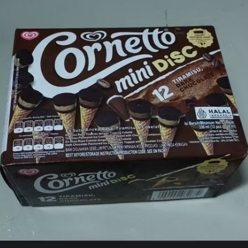 Es Krim Ice Cream Walls Cornetto Mini Choc Tiramisu isi 12 Contong Mini