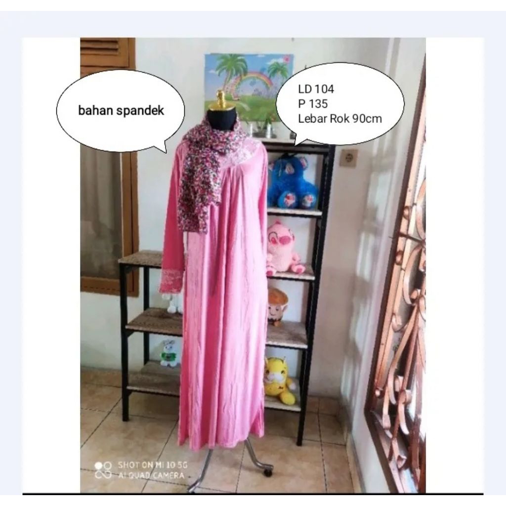 Mybamus Gamis Spandex + Pashmina Pink