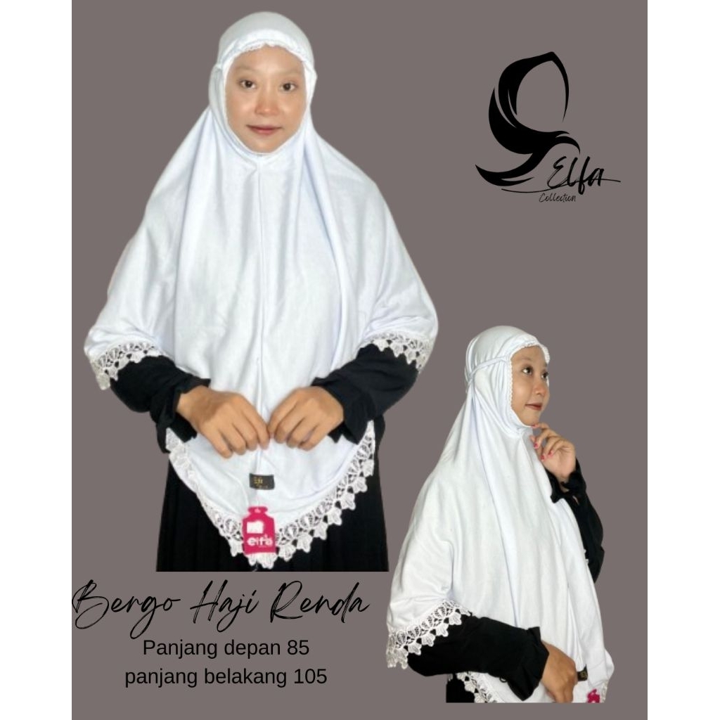 Hijab Bergo Haji Renda warna putih