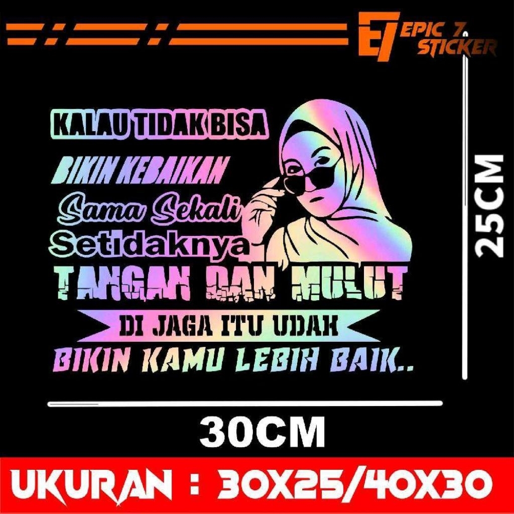 New Stiker Cutting Hologram Kata Tangan Dan Mulut Stiker Kaca Variasi Mobil Pikup Truk Canter Costum