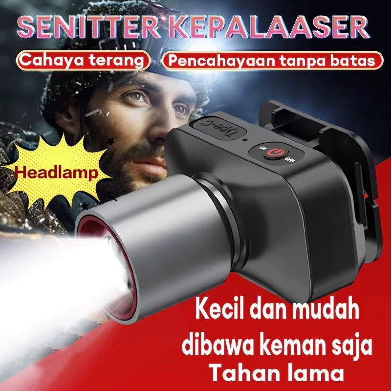 Senter Kepala Super Terang Ultra terang tahan lama lampu depan 1000 lumen ultra terang zoom lampu de