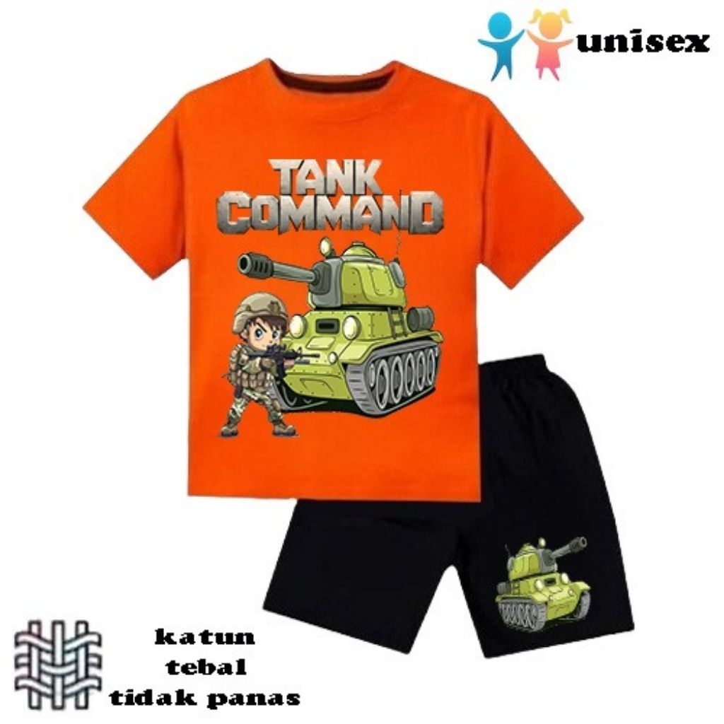 setelan baju anak laki-laki perempuan baju kaos anak laki-laki perempuan motif mobil tank tentara um