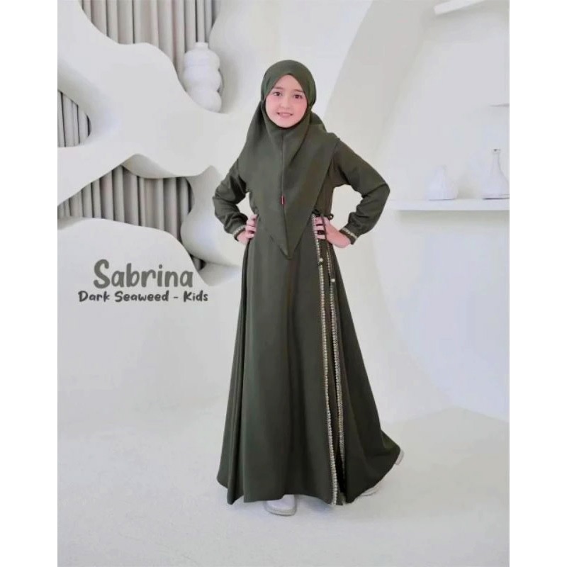 Gamis anak zea untuk usia 5-12 tahun set hijab instan