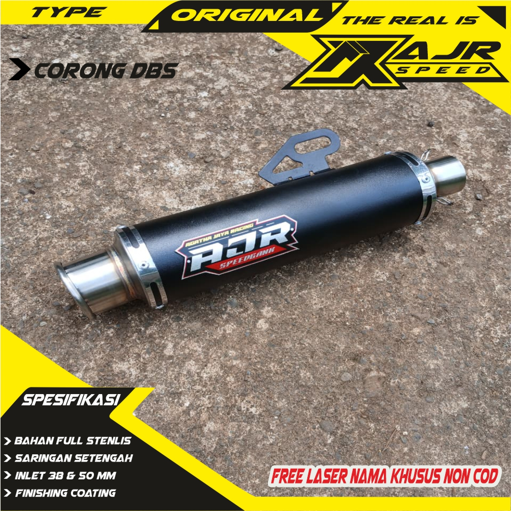 Silincer Knalpot Racing Original Ajr Speed Indonesia Inlet 38&50 mm Pnp For All Motor