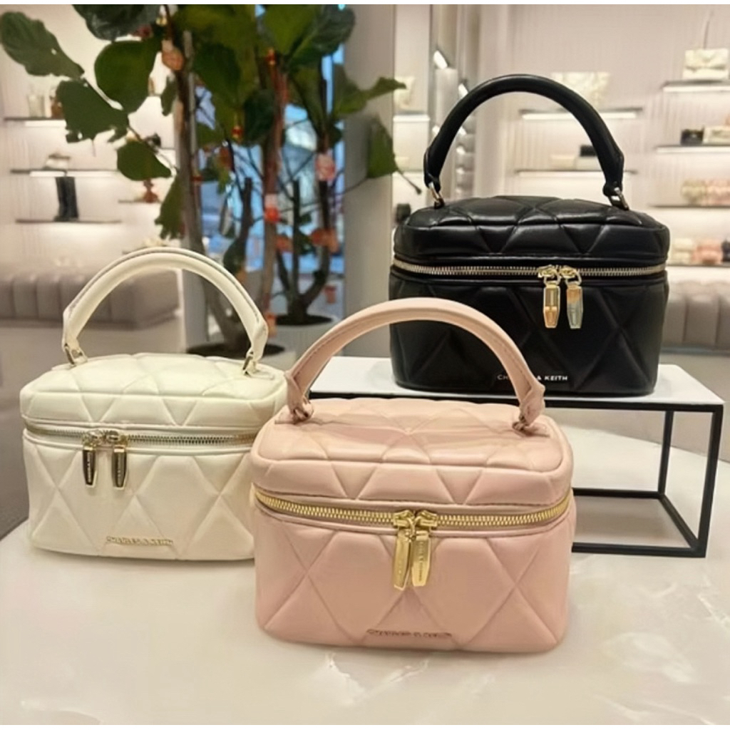 CK Arwen Quilted Top Handle Vanity Bag + Include Box