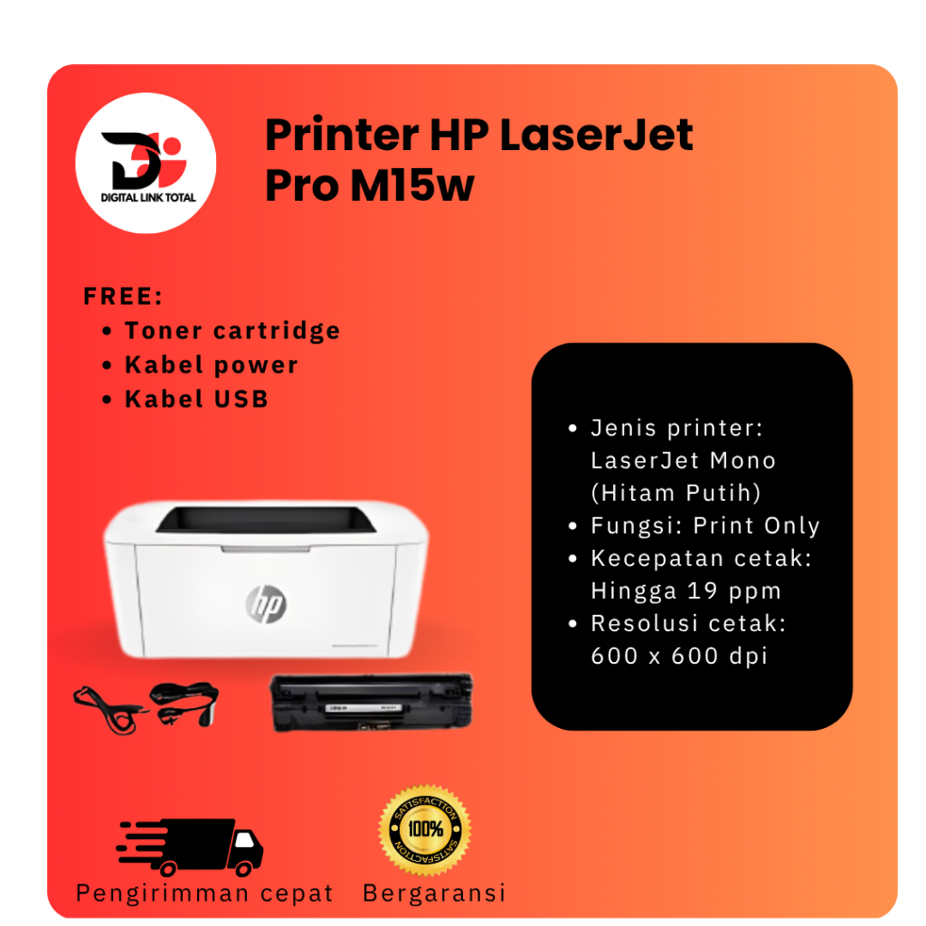 Printer hp laserjet pro m15w printer hp mini laser printer kuliah murah printer hitam putih
