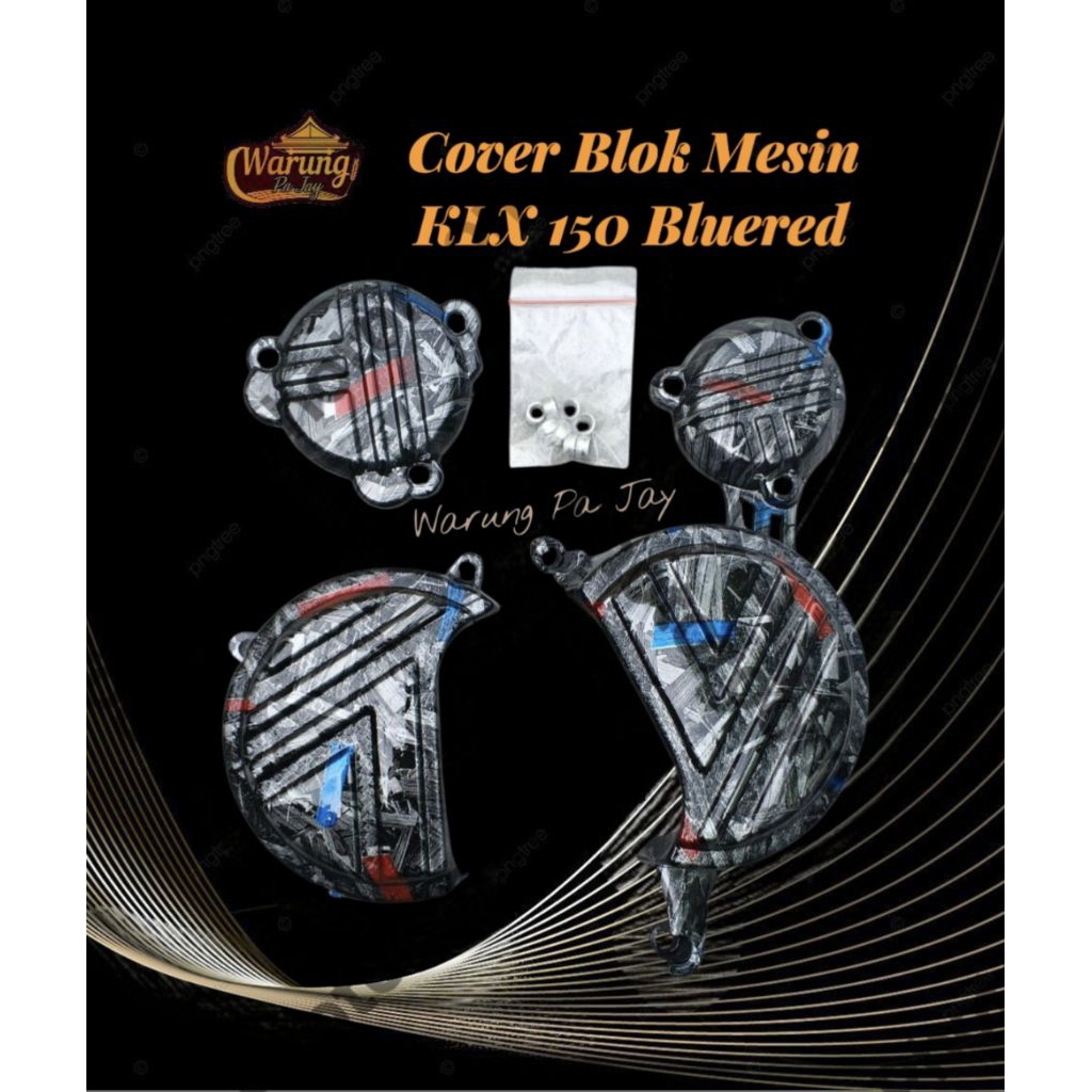 Tutup Blok Mesin KLX 150 Cover Blok Klx 150i Carbon Celup Motip Bluered WTP