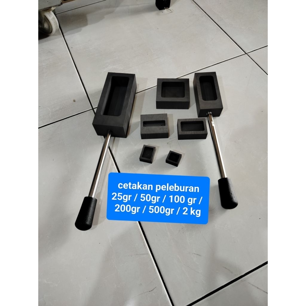 Cetakan Ingot grafit 50gr, 100gr, 200gr, 500gr, 1 kg, 2 kg Kowi Lebur Emas, Perak,Timah,tembaga,Kuni