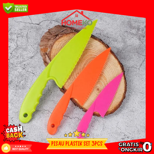 HK SET 3PCS Pisau Kue Plastik Food Grade / Pisau Kue l Pisau Dodol | Piso Lontong | Lading plastik