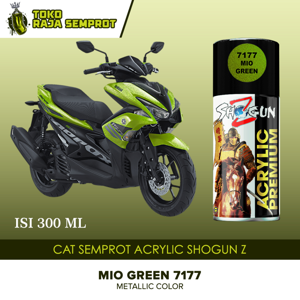 Cat Pilok Semprot Motor Pilok Shogun Z Paint Acrylic Pilox Premium Hijau Mio Green 7177