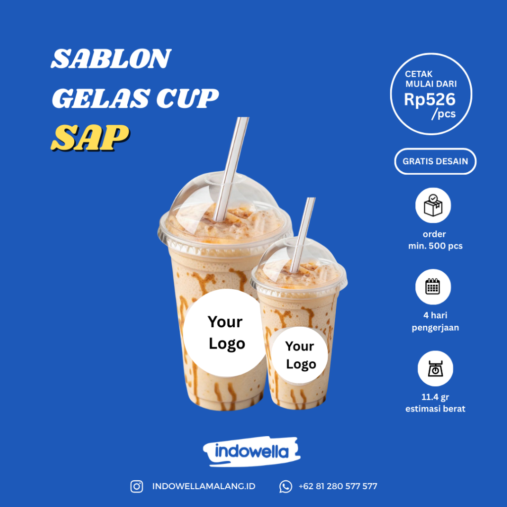 Sablon Gelas Plastik | Gelas PP SAP | Sablon 1 Warna | Custom | Gelas Minuman Panas & Dingin