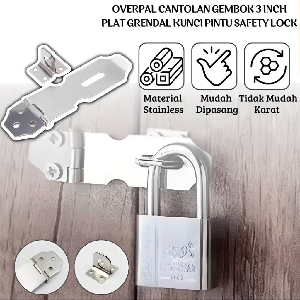 Overpal 3 Inch Kunci Gembok Pintu Engsel Pintu Engsel Pintu Perkakas Kecil
