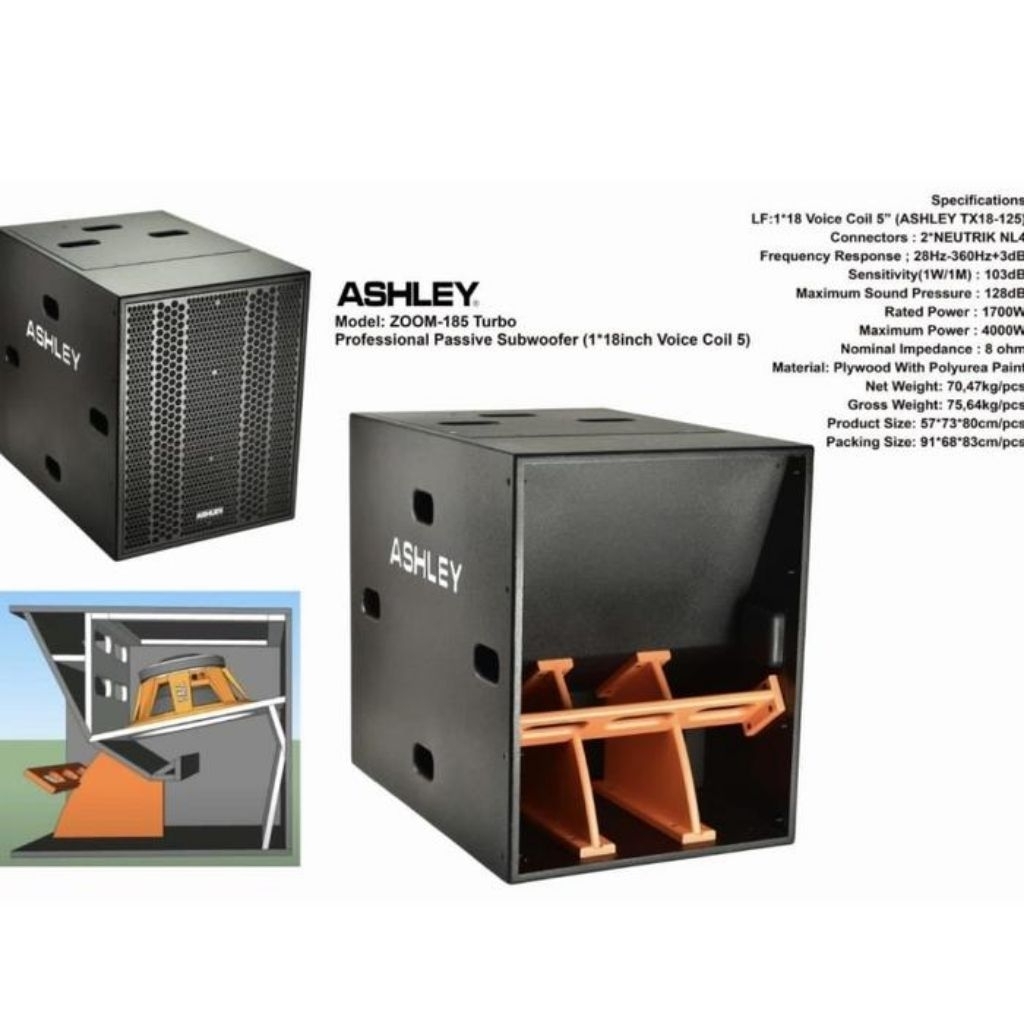 Subwoofer Pasif Ashley Zoom 185 Turbo Original Passive Sub 18 inch