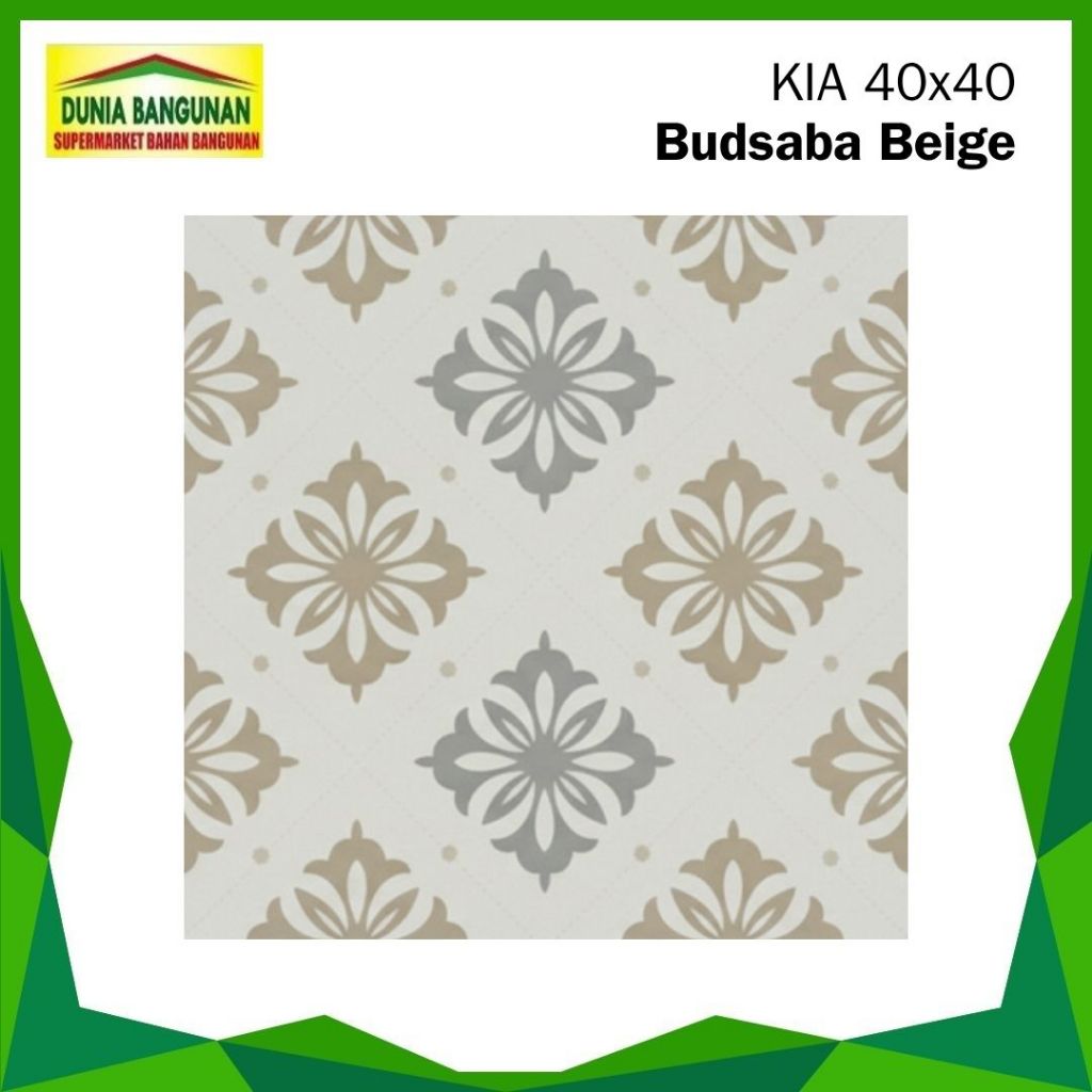 Keramik 40x40 Lantai KIA Budsaba Beige Keramik Motif Batik Doff