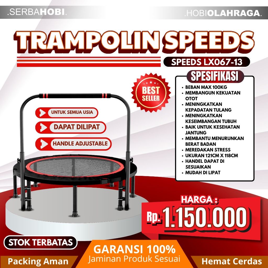 Trampolin Lipat kekinian max 110kg / Trampolin Kotak Speeds / Trampolin Trampoline Bulat Alat Olahra
