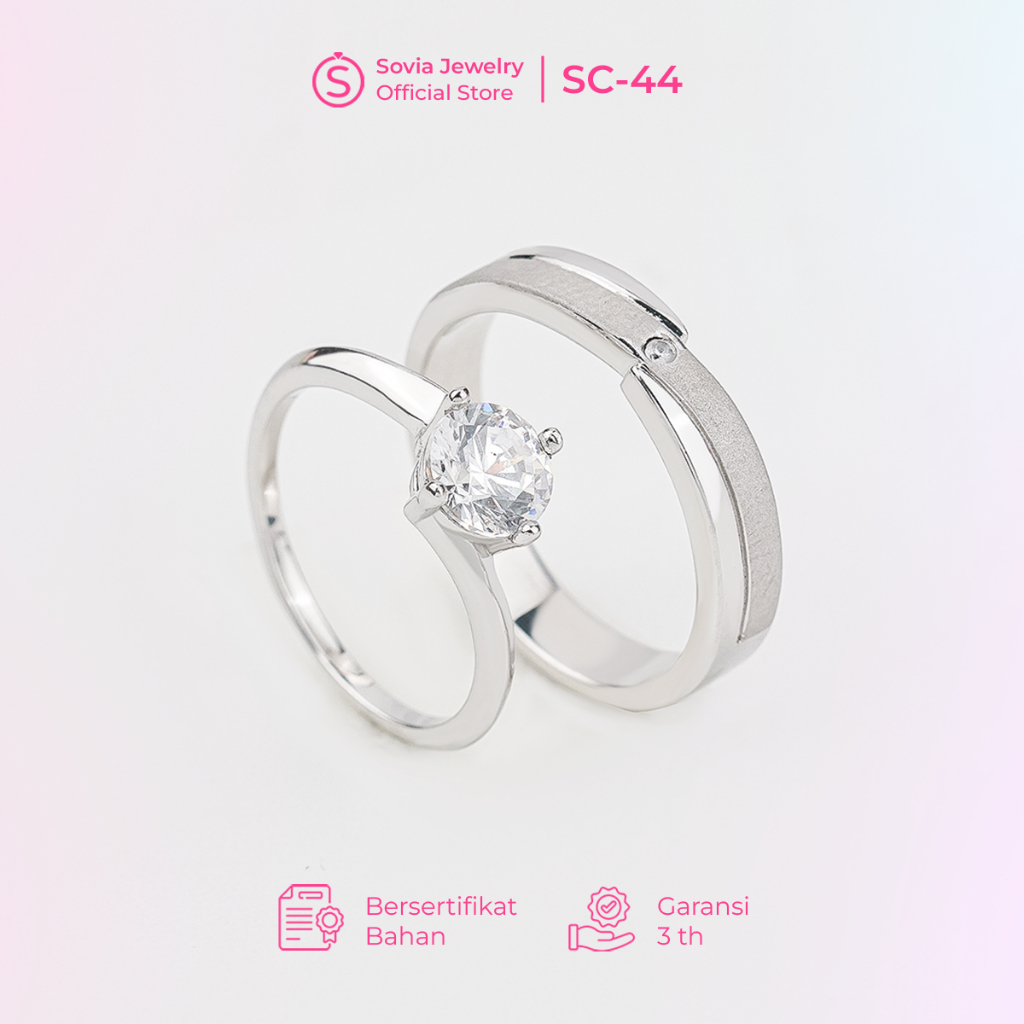 Sovia Jewelry - Cincin Couple Tunangan Lamaran Nikah Bahan Silver Model SC-44