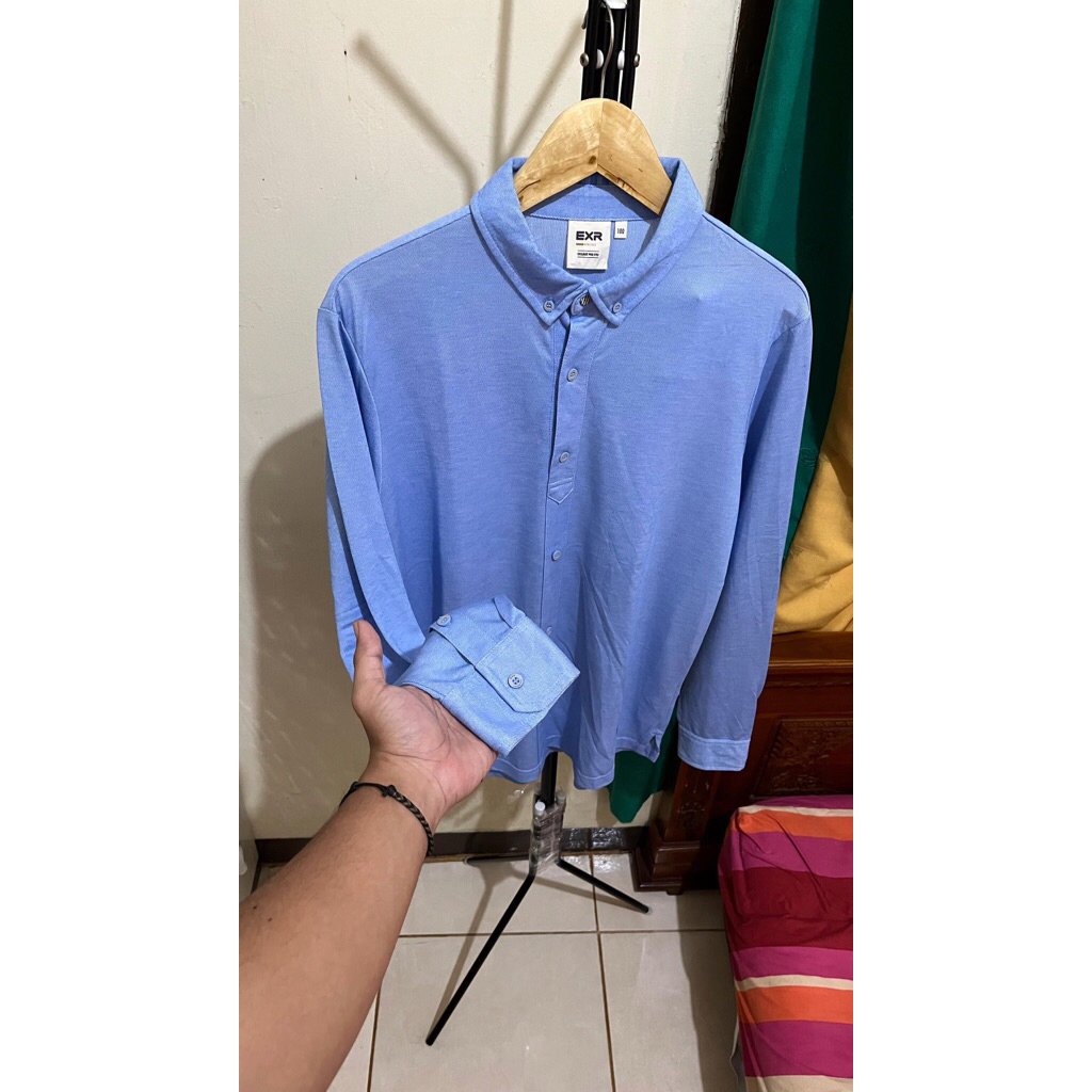 kemeja katun lengan panjang EXR original