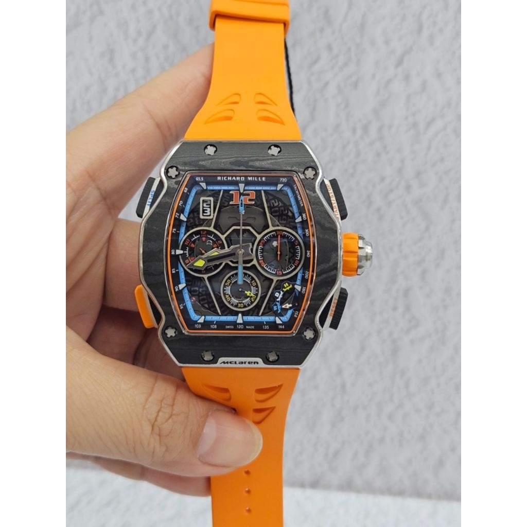 NEW JAM TANGAN RM65-01 MCLAREN CARBON CASE ORANGE