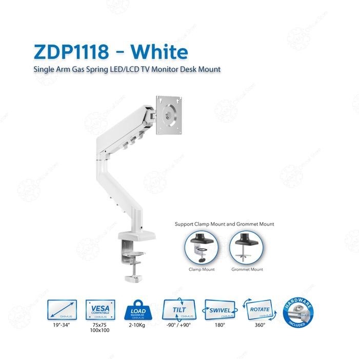 Bracket Monitor TV 19-34inch OXIMUS HYDRA ZDP1118 Gas Spring Single Monitor - White