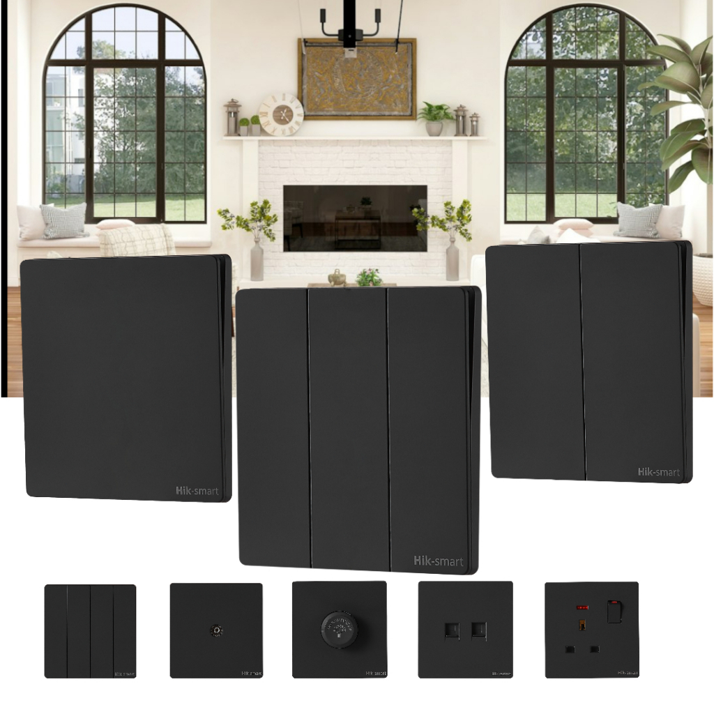 HIKSMART Saklar Lampu BLACK /Saklar Listrik/Saklar Lampu Rumah Hotel apartemen/Saklar Perlengkapan R