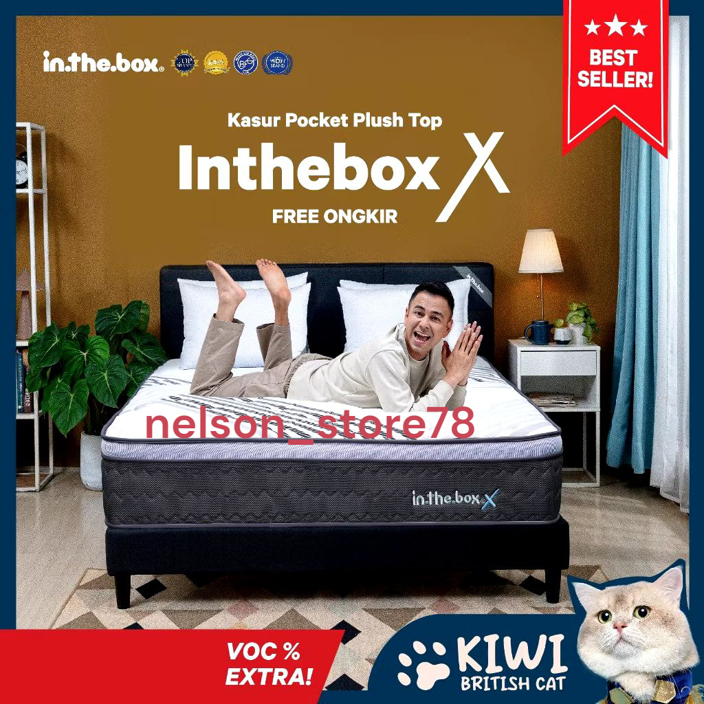 Kasur  IN THE BOX ALPHA 140X200X21 Kasur Spring Bed Gratis 2 Bantal