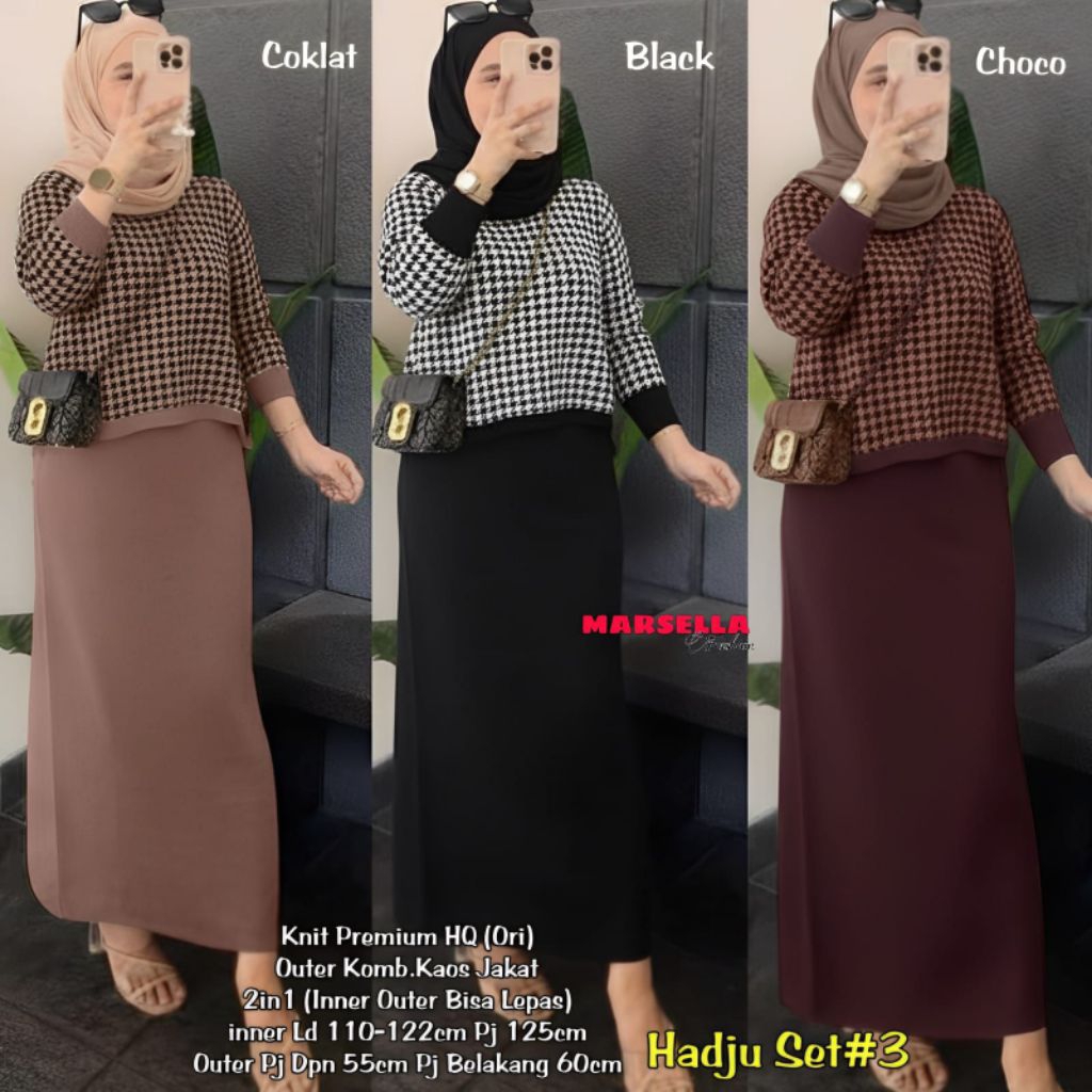 NIALA SET SETELAN INNER GAMIS TANPA LENGAN KAOS KNIT IMPORT DAN OUTER KAOS JAKAT IMPORT INNER OUTER 