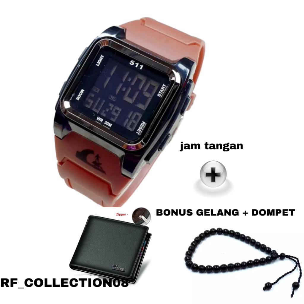 Jam Tangan Pria Digital Segi Anti Air Mewah bonus gelang + dompet