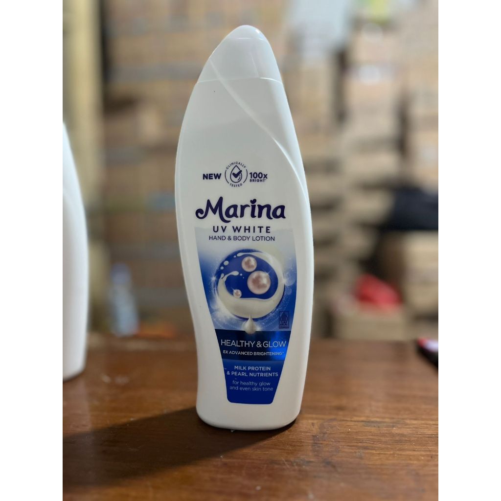Marina Body lotion UV white Healthy & Glow 460ml || Handbody Marina Biru Jumbo Ukuran Besar
