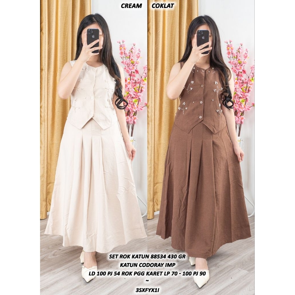 ASD 88534 SET ROK CODORAY LD 100CM IMPORT / SET ROK PANJANG WANITA / READY / REALPICT