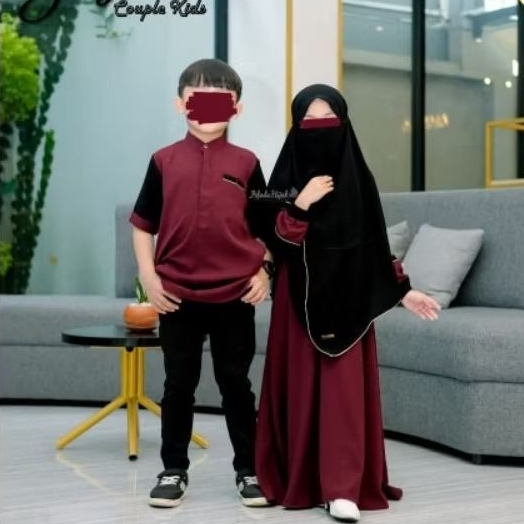 Afada Hijab - Jazeera Kids setelan gamis syar'i anak perempuan, Kemeja Koko Anak Laki Laki 4 - 12 Ta