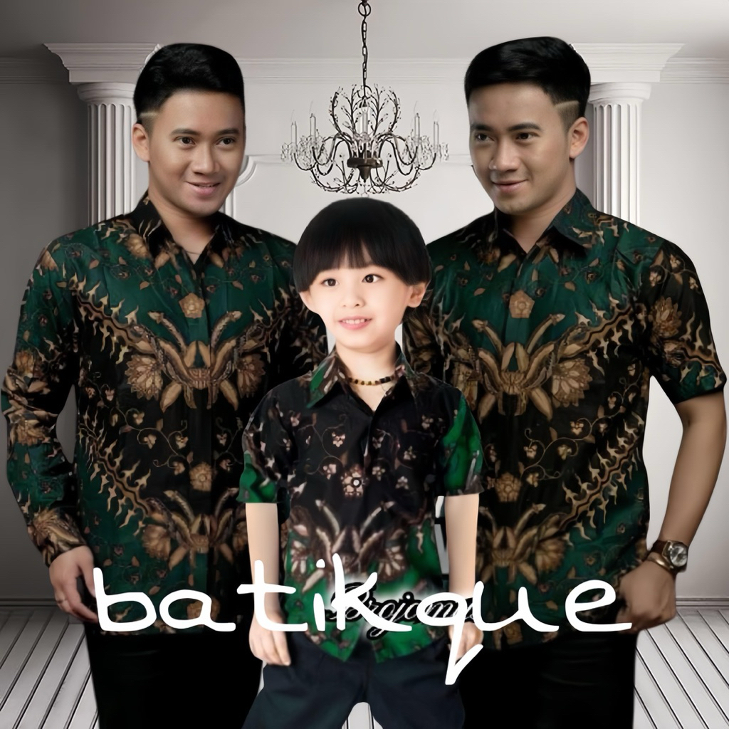 TERBARU Couple sweet | Batik Keris Hijau | couple Batik ayah dan Batik anak cowok Batik Terbaru Bati