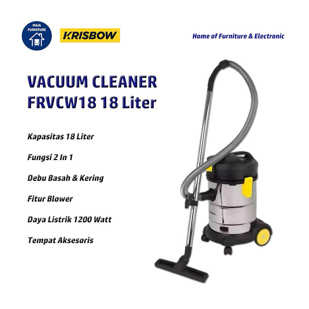 KRISBOW Vacuum Cleaner 18 Liter 2 In 1 FRVCW18 | Vacuum Cleaner Krisbow | Penyedot Debu Serbaguna