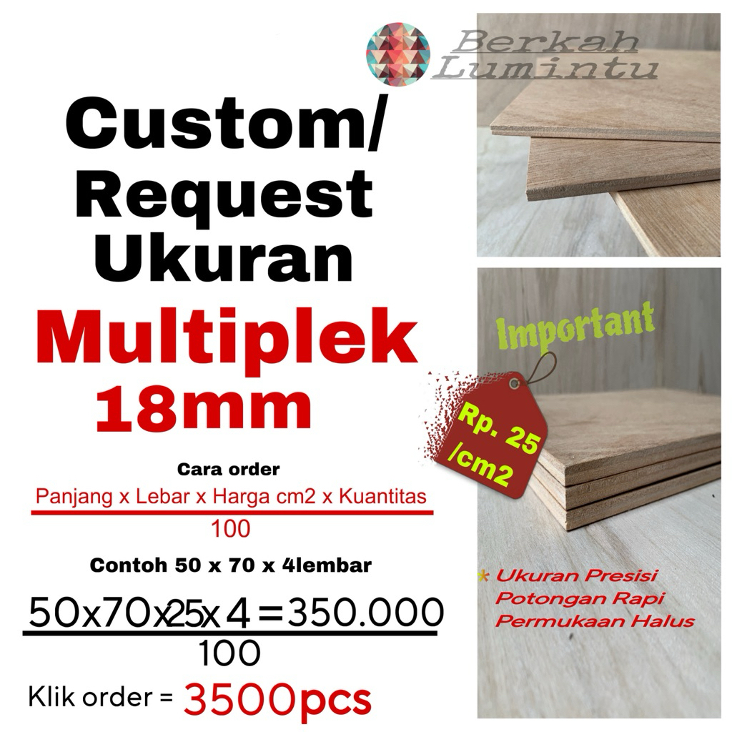 Triplek 18mm Custom Ukuran